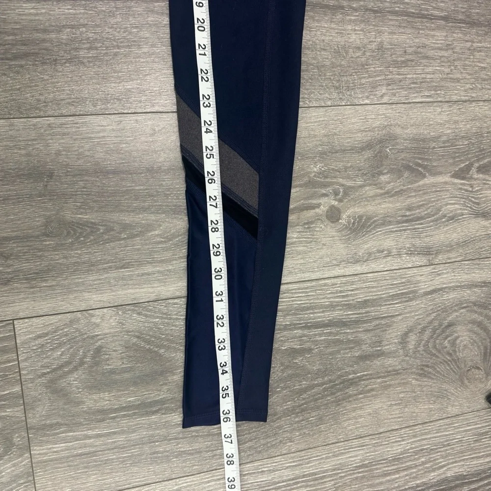 ALO Yoga Elevate Hi-Rise Leggings Navy Gray Mesh Colorblock Size XS GUC